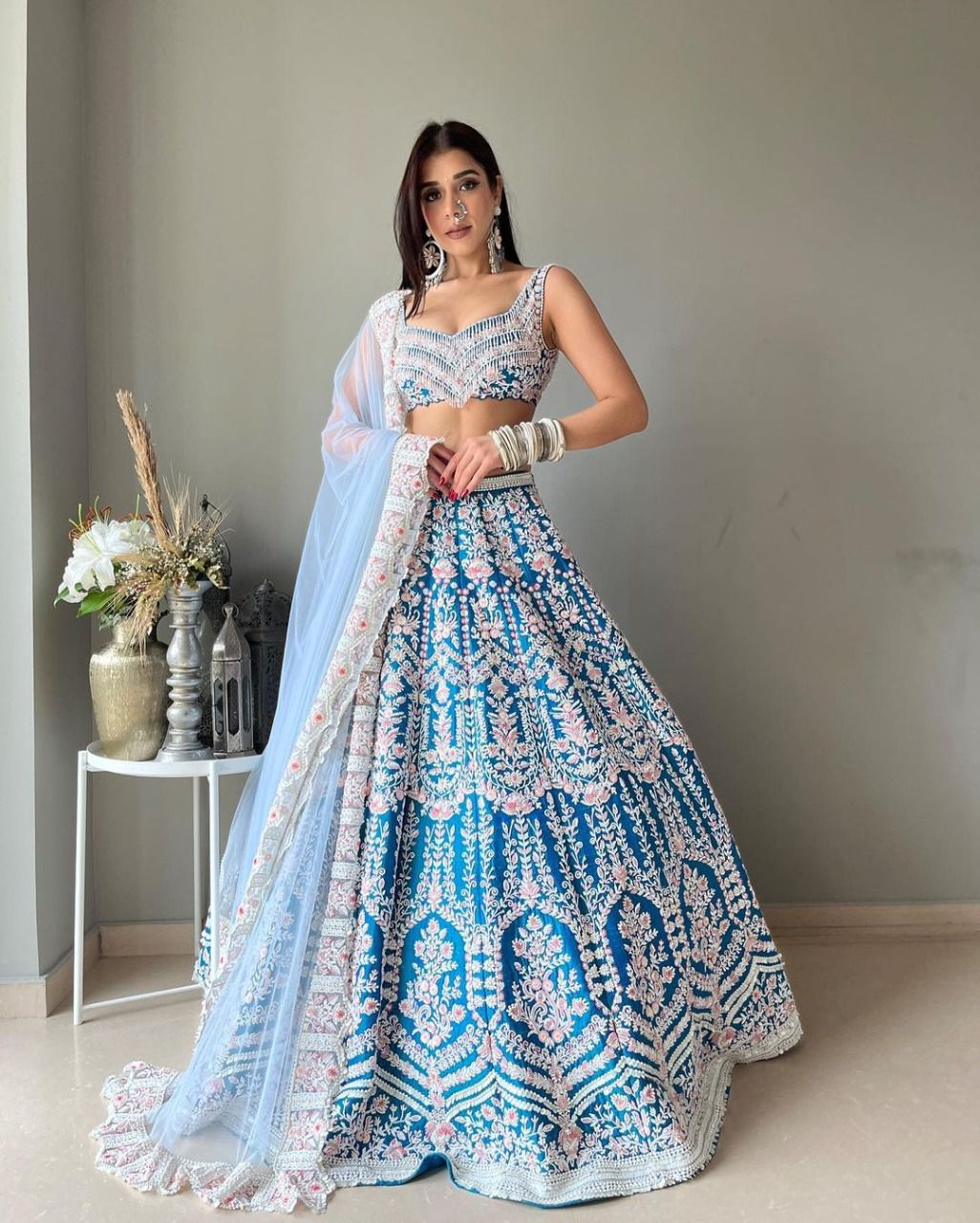 Dark blue georgette heavy embroidery work wedding lehenga choli | Lehnga  designs indian weddings, Wedding dress outfit, Wedding lehenga
