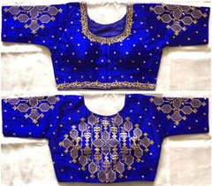 Bridal style embroidery and zari work  blouse