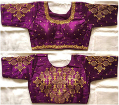 Bridal style embroidery and zari work  blouse