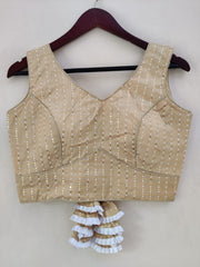 Sleeveless thread with sequence work  blouse