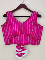 Sleeveless thread with sequence work  blouse