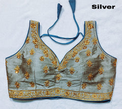 Sleeveless heavy embroidery designer work blouse