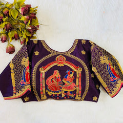 Bridal style embroidery and zari work blouse