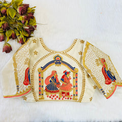 Bridal style embroidery and zari work blouse