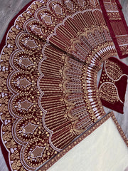 Maroon colour bridal wear velvet embroidery work lehenga choli