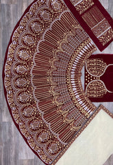 Maroon colour bridal wear velvet embroidery work lehenga choli