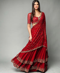 Designer bridal wear heavy sequence work red lehenga choli