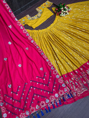 Navratri special heavy embroidery sequence work silk lehenga choli