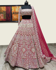 Red colour heavy designer work silk lehenga choli