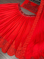 New designer bridal wear sequence work red lehenga choli