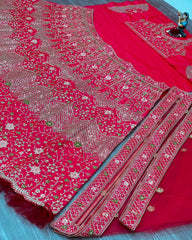 Gajri pink colour sequence embroidery work silk lehenga choli
