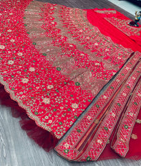 Gajri pink colour sequence embroidery work silk lehenga choli