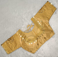 Stylish golden threads and zari work silk blouse
