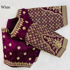 Heavy embroidery and zari work silk blouse