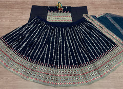 Blue colour heavy sequence embroidery work silk lehenga choli