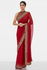 Beautiful red colour sequence work saree