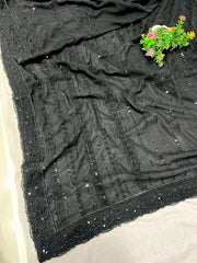 Bollywood style black colour designer saree
