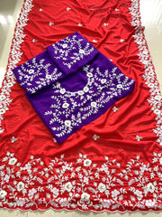 New designer embroidery work party wear silk saree