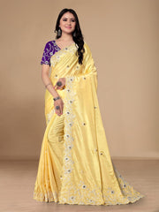 New designer embroidery work party wear silk saree