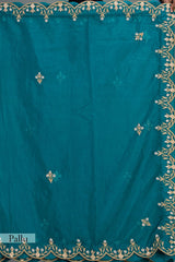 Rama blue colour organza saree