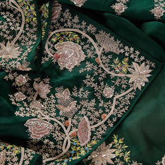 Green colour embroidery work Georgette Silk saree