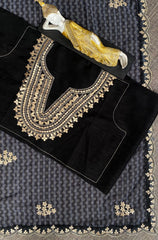 Black designer printed georgette saree