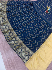 Blue colour sequence and embroidered silk lehenga choli