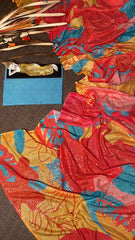 Beautiful designer print and sequence work silk saree