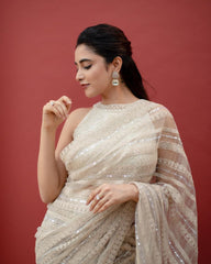 New heavy embroidery and sequence work net saree