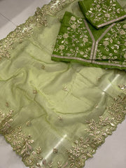 Soft organza satin banglory silk saree