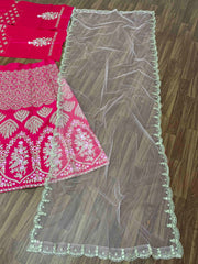 Rani pink embroidery work silk lehenga choli