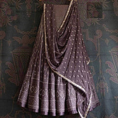 Mauve purple designer embroidery work lehenga choli
