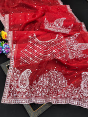 New style beautiful work organza saree