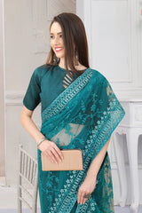 Beautiful designer heavy butterfly net saree