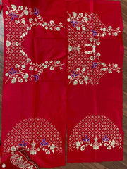 Red colour embroidered silk lehenga choli
