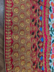 White and maroon embroidery work party wear silk lehenga choli