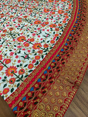 White and maroon embroidery work party wear silk lehenga choli