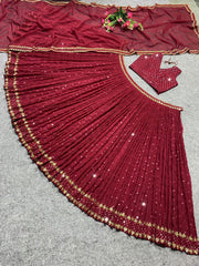 New party wear embroidery work silk lehenga choli