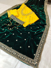 Beautiful Designer Embroidery zari Thread Work Saree
