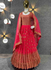 Faux georgette embroidered designer suit