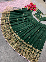 Green designer sequence and embroidered lehenga choli