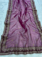Wine colour soft organza silk saree
