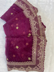 Wine colour soft organza silk saree