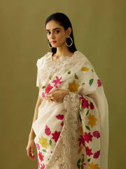 Beautiful thread work organza saree