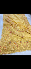 Yellow colour dola silk saree