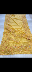 Yellow colour dola silk saree