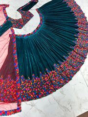 Beautiful multi colour embroidery work lehenga choli