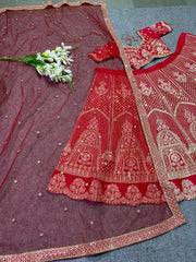 Red heavy sequence and embroidered designer lehenga choli