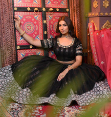 Black Colour  Embroidered Attractive Party Wear Georgette Lehenga choli