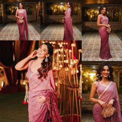 Bollywood style thread and sequence work designer saree